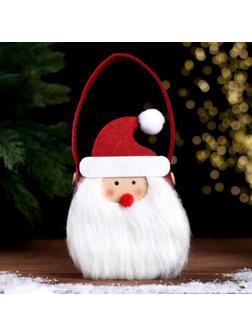 Новогодняя корзинка для декора «Дед Мороз» 12,5 × 8,5 × 24 см