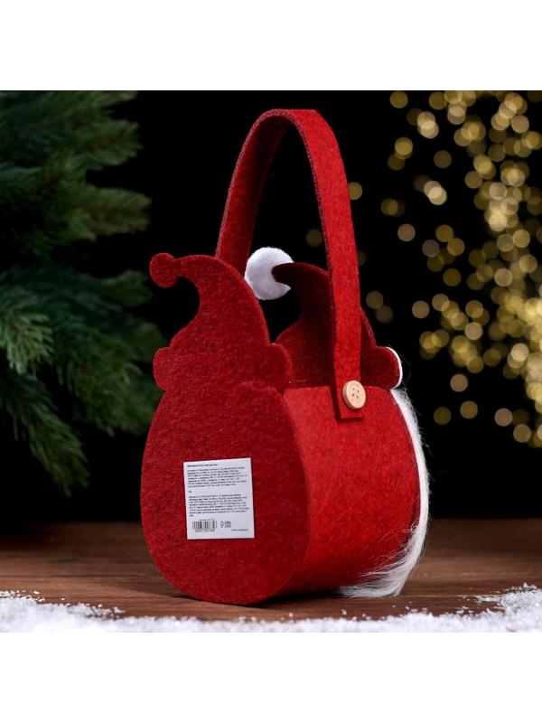 Новогодняя корзинка для декора «Дед Мороз» 12,5 × 8,5 × 24 см