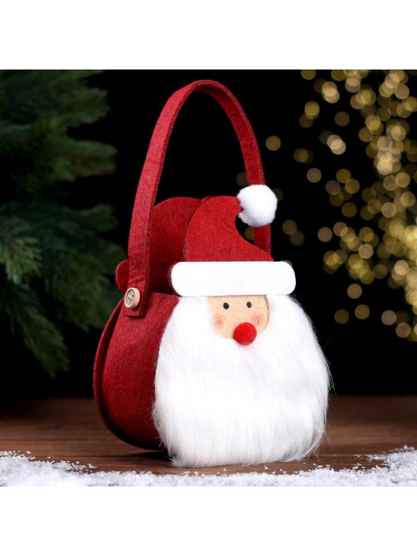 Новогодняя корзинка для декора «Дед Мороз» 12,5 × 8,5 × 24 см