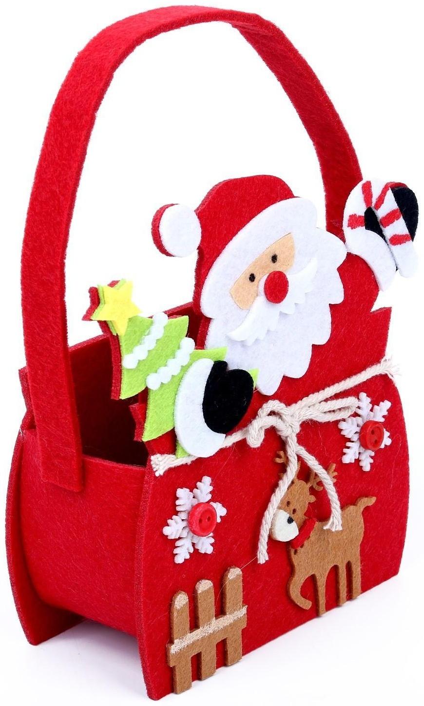 Новогодняя корзинка для декора «Дед Мороз» 14 × 6 × 19 см
