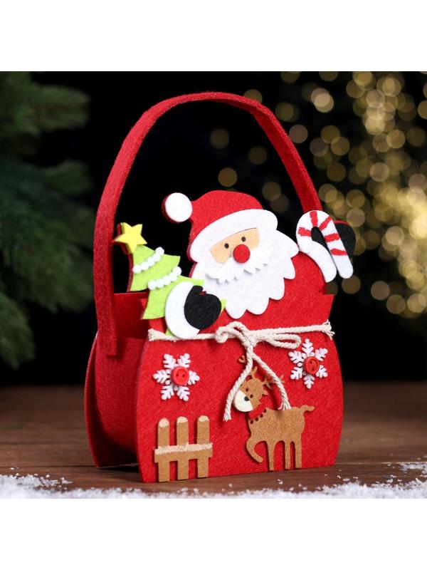 Новогодняя корзинка для декора «Дед Мороз» 14 × 6 × 19 см