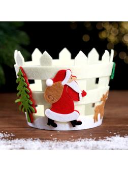 Новогодняя корзинка для декора «Дед Мороз с подарками» 16 × 11,5 × 12 см
