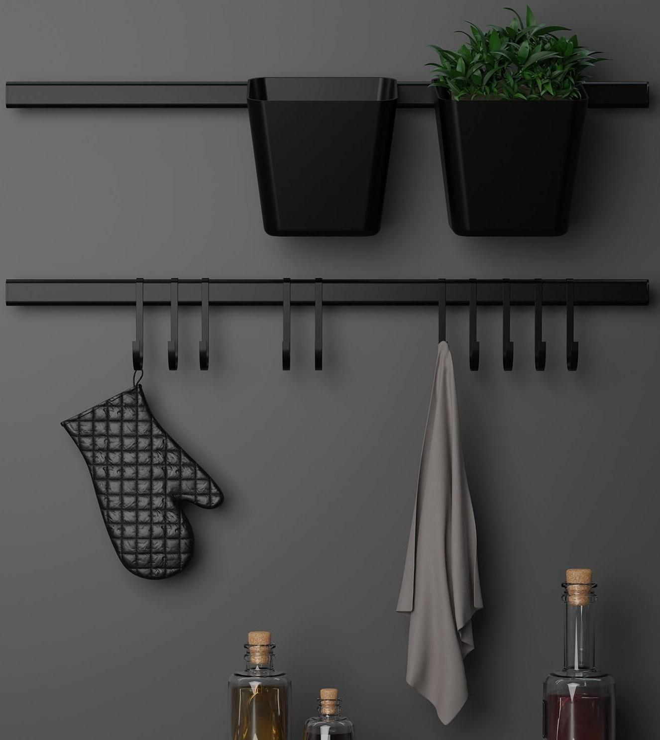 Рейлинговая система для кухни на 7 предметов Доляна, 60,5 см, цвет чёрный