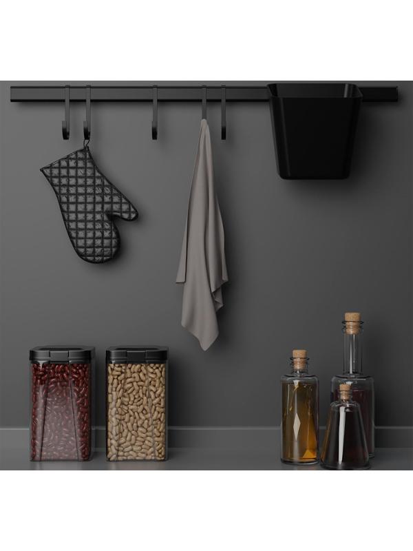 Рейлинговая система для кухни на 7 предметов Доляна, 60,5 см, цвет чёрный
