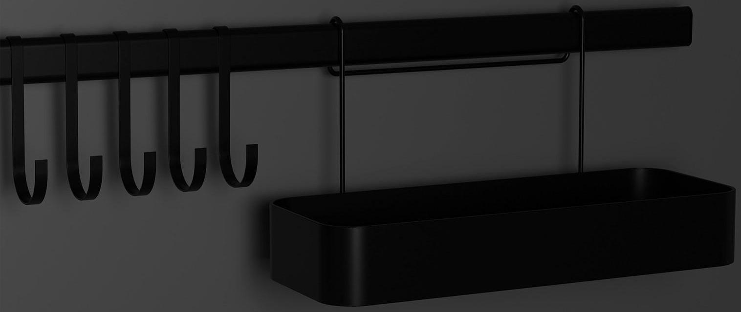 Рейлинговая система для кухни на 8 предметов Доляна, 60,5 см, цвет чёрный