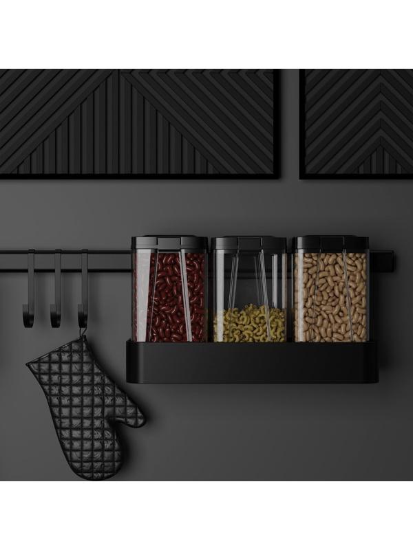 Рейлинговая система для кухни на 8 предметов Доляна, 60,5 см, цвет чёрный