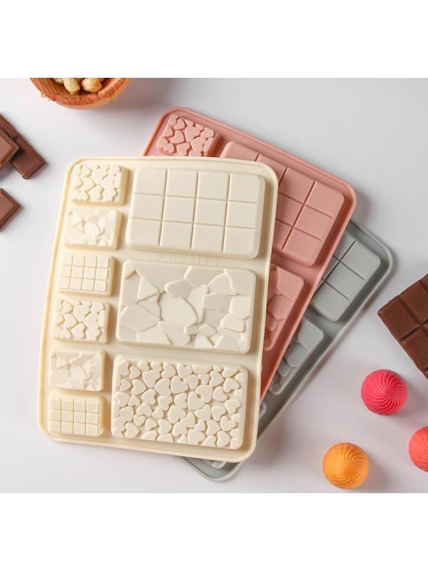 Форма для шоколада силиконовая «Шоколадное ассорти», 9 ячеек, 20×15 см, цвет розовый