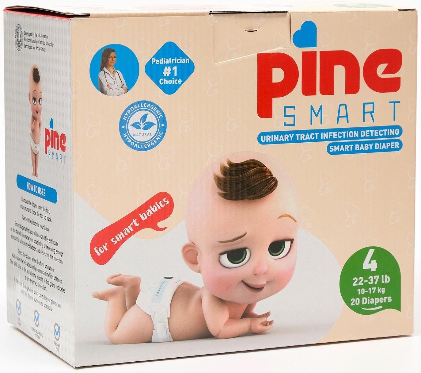 Подгузники детские умные Pine Smart 4 Maxi, 10 - 17 кг, 20 шт.