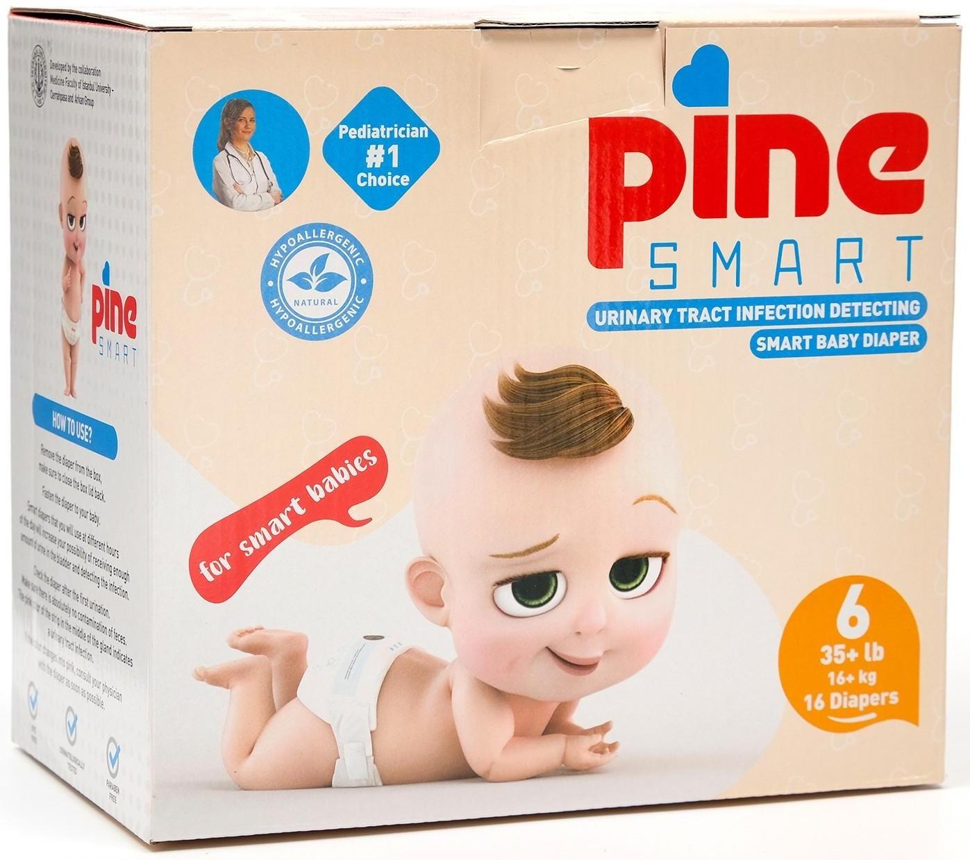 Подгузники детские умные Pine Smart 6 Ekstra Large, 16+ кг, 16 шт.