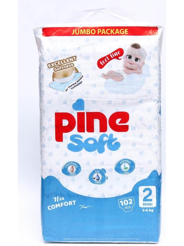 Подгузники детские Pine Soft 2 Mini (3 - 6 kg), 102 шт