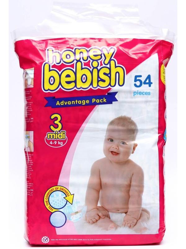 Подгузники детские Bebish 3 Midi (4 - 9 kg), 54 шт