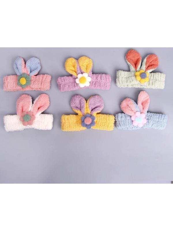 Карнавальная повязка «Зайка» с цветком, цвета МИКС