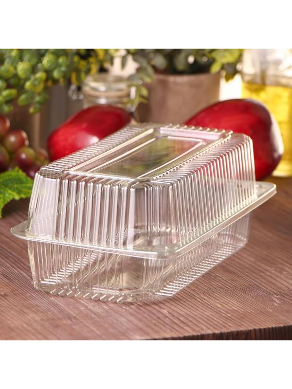 Контейнер одноразовый с неразъёмной крышкой, 23,8×12,7×9 см, цвет прозрачный