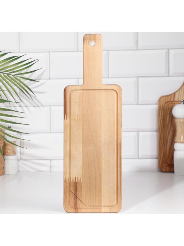 Доска разделочная и сервировочная ЛАПТА с ручкой, 42х13,5х1,8 см, береза