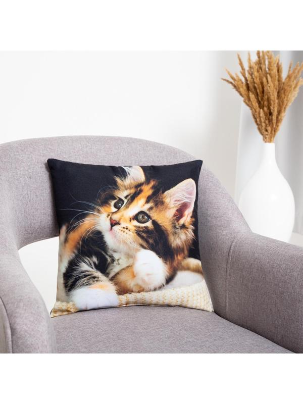 Подушка декоративная, размер 35х35 см, габардин, холлофайбер, полиэстер100%