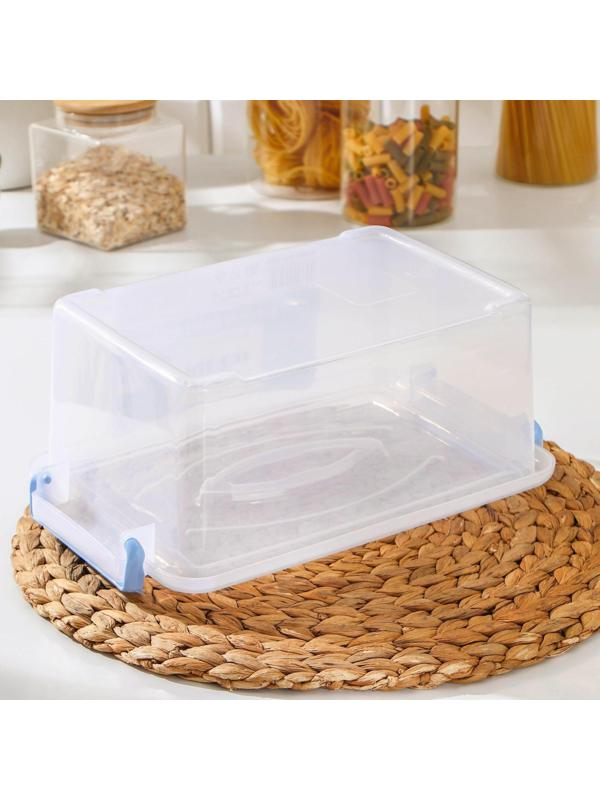 Контейнер пищевой RICCO, 4,5 л, 32×20×12 см, прямоугольный, цвет прозрачный, голубой