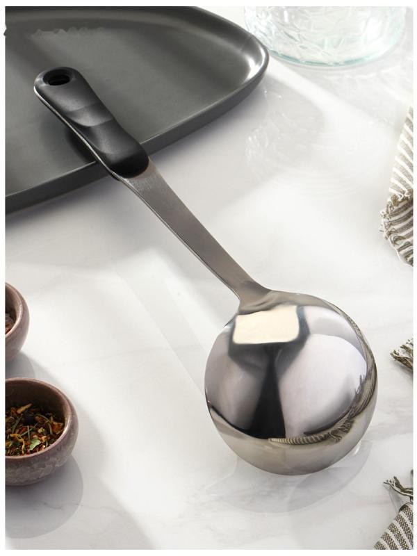 Половник из нержавеющей стали Доляна Home, 90 мл, 34×10 см, толщина 3 мм, цвет серебряный