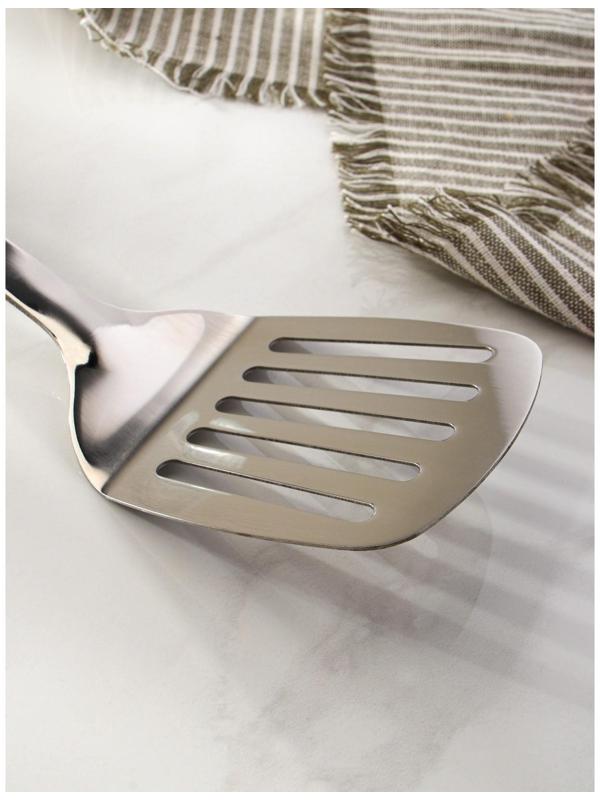 Лопатка из нержавеющей стали с отверстиями Доляна Home, 38,5×8 см, толщина 3 мм