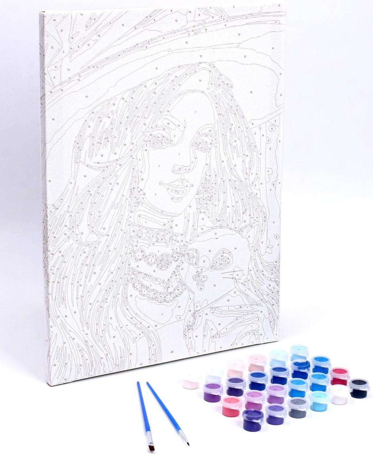 Картина по номерам на холсте с подрамником «Ведьма с котом» 30х40 см