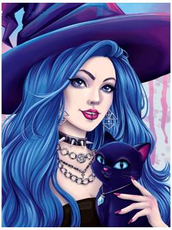 Картина по номерам на холсте с подрамником «Ведьма с котом» 30х40 см