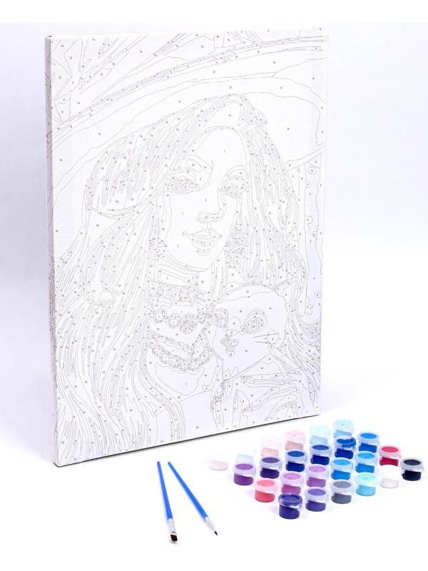 Картина по номерам на холсте с подрамником «Ведьма с котом» 30х40 см