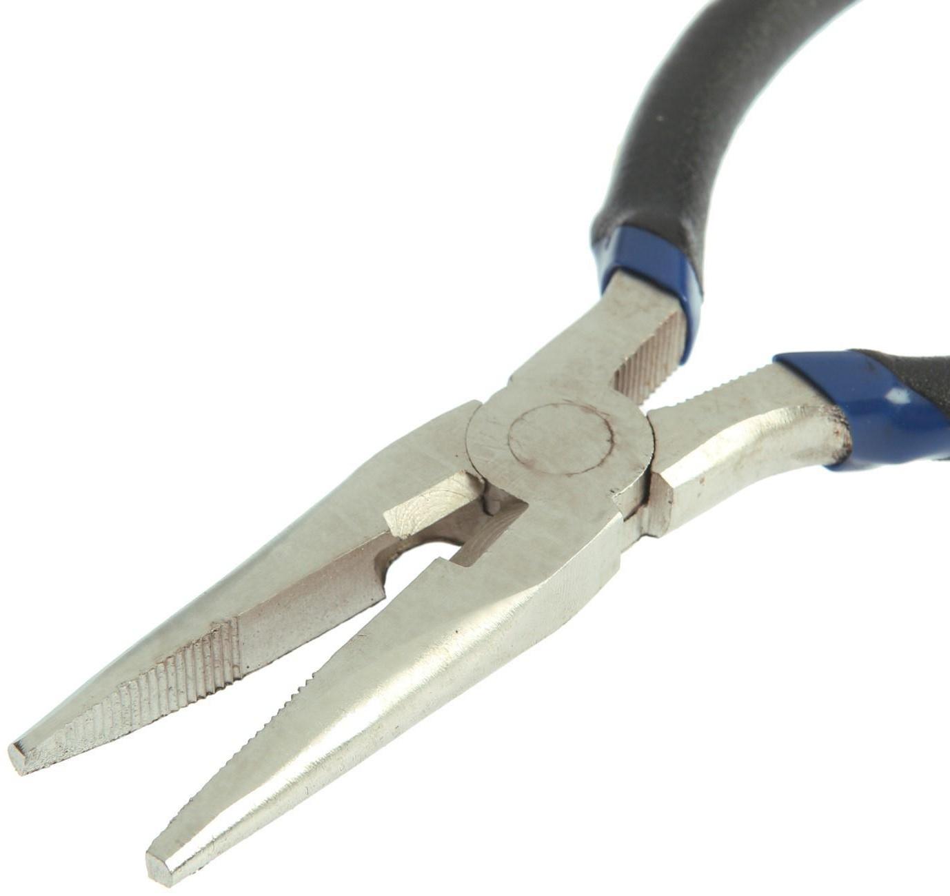 Длинногубцы ТУНДРА, никелированные, обрезиненные рукоятки, 160 мм