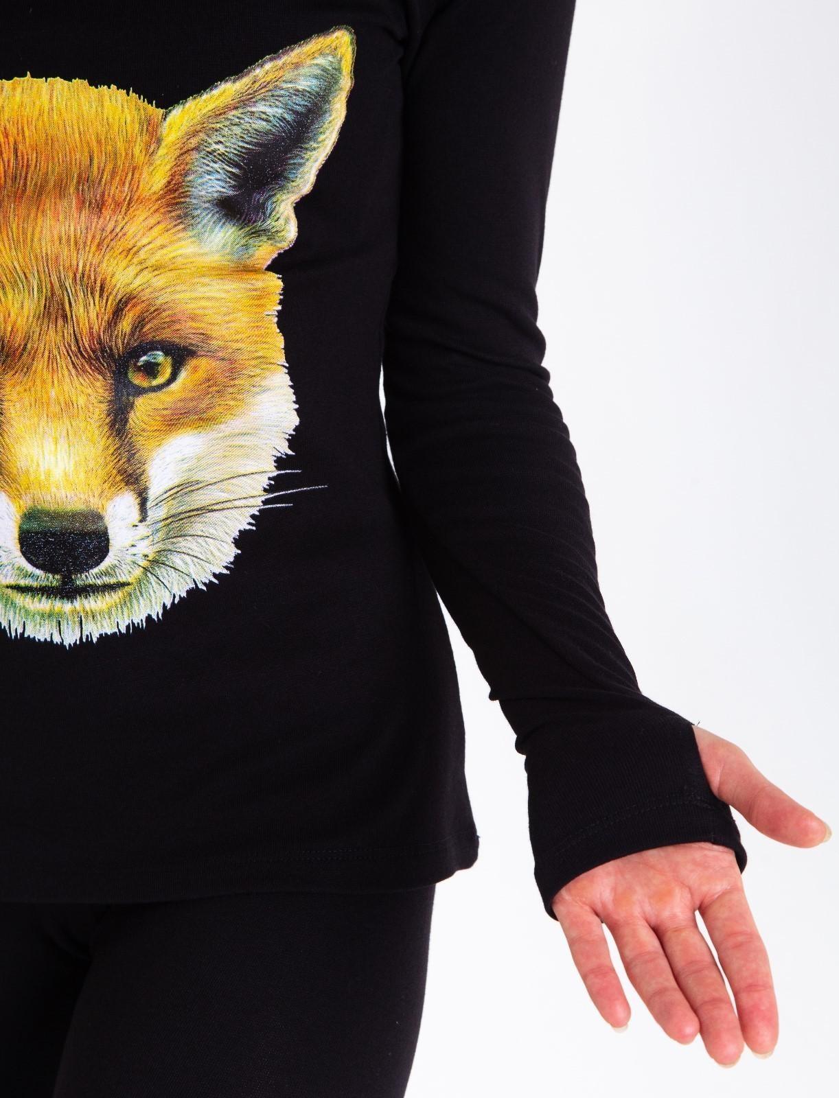 Термобельё женское (джемпер, леггинсы) принт лиса, цвет чёрный, размер 46