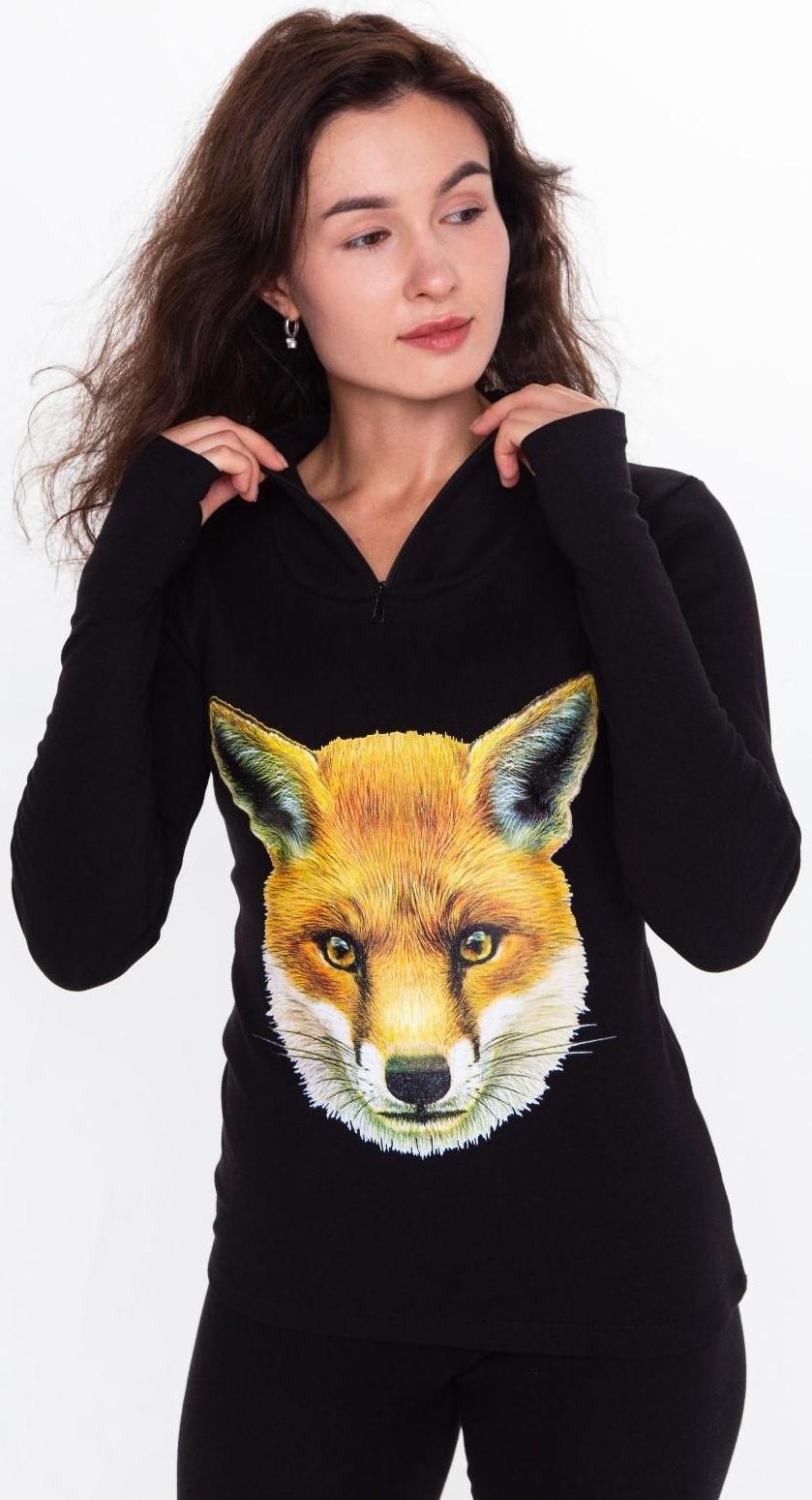 Термобельё женское (джемпер, леггинсы) принт лиса, цвет чёрный, размер 46