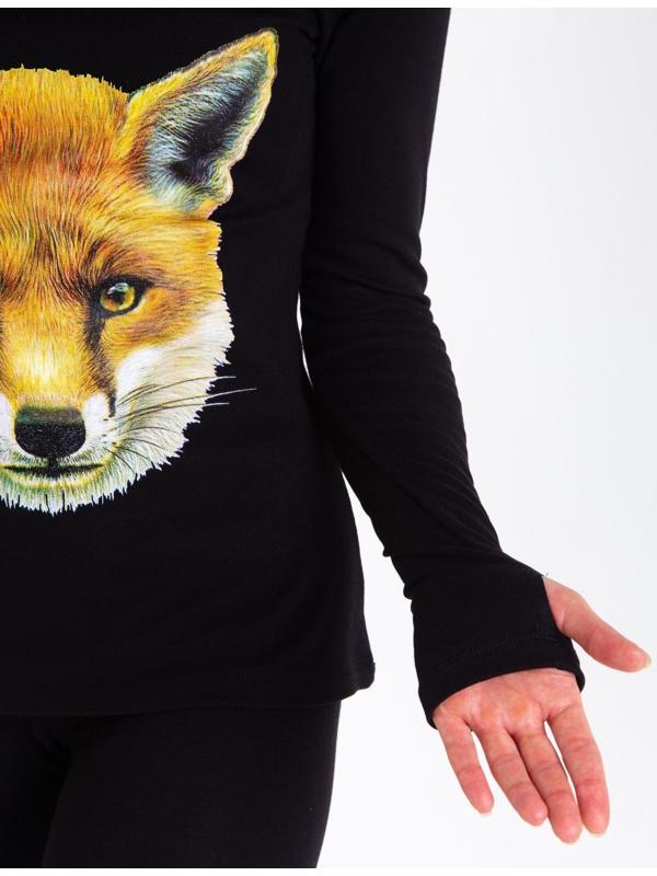 Термобельё женское (джемпер, леггинсы) принт лиса, цвет чёрный, размер 46