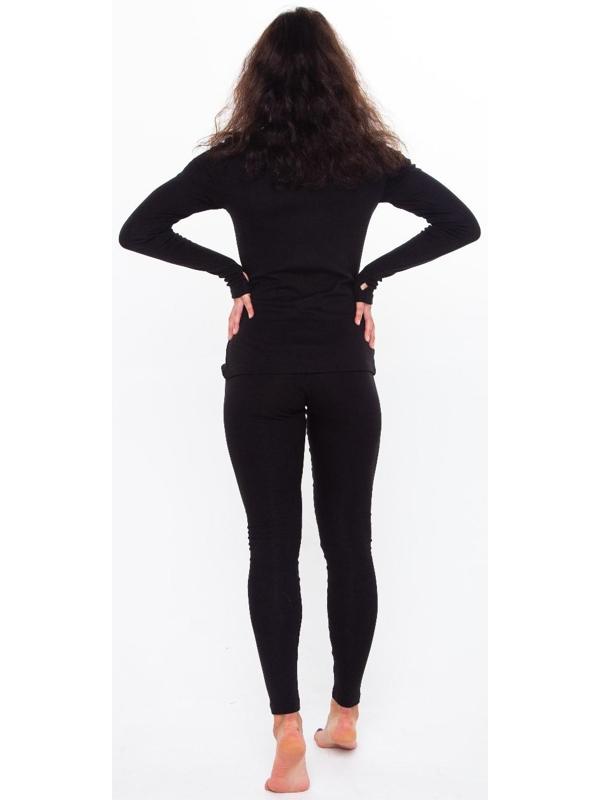 Термобельё женское (джемпер, леггинсы) принт лиса, цвет чёрный, размер 46