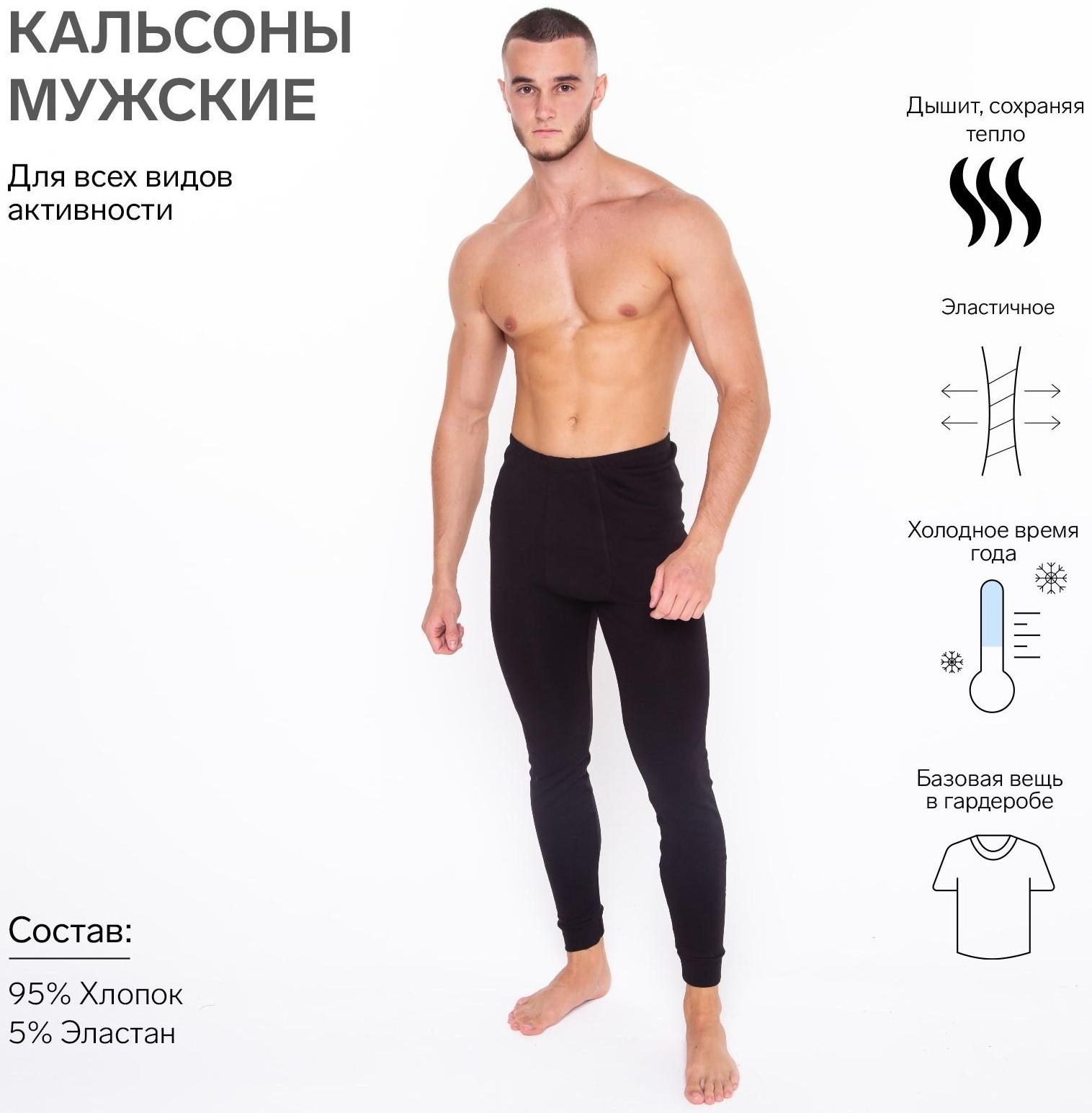 Термобельё мужское НАЧЁС (кальсоны), цвет чёрный, размер 46