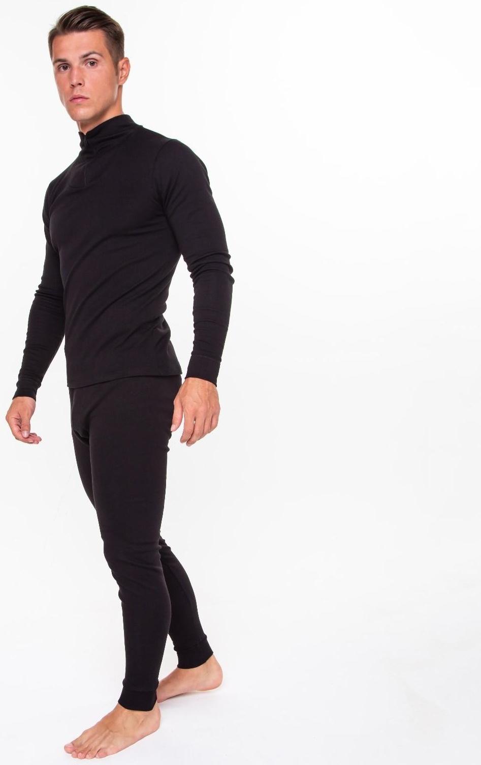 Термобельё мужское (джемпер, кальсоны), цвет чёрный, размер 46