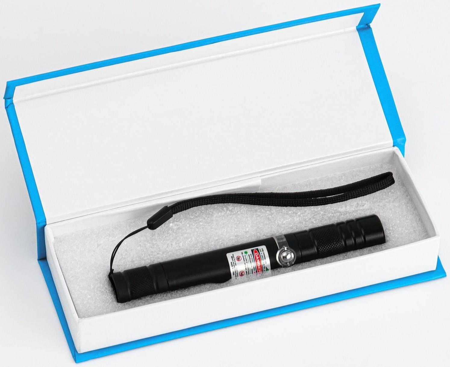 Лазерная указка 532 нм, 500 мАч, дальность до 1 км, USB, зеленый луч