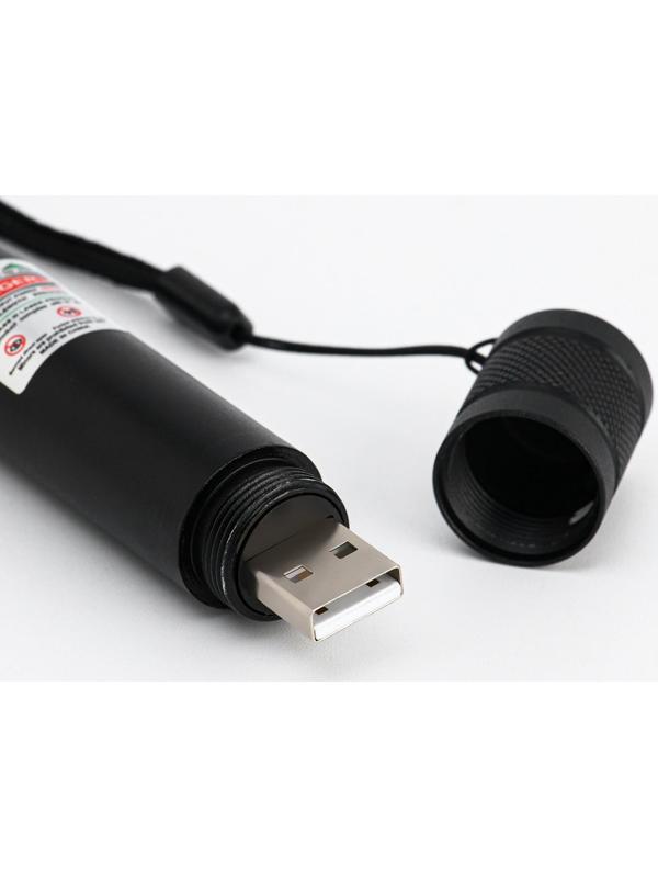 Лазерная указка 532 нм, 500 мАч, дальность до 1 км, USB, зеленый луч