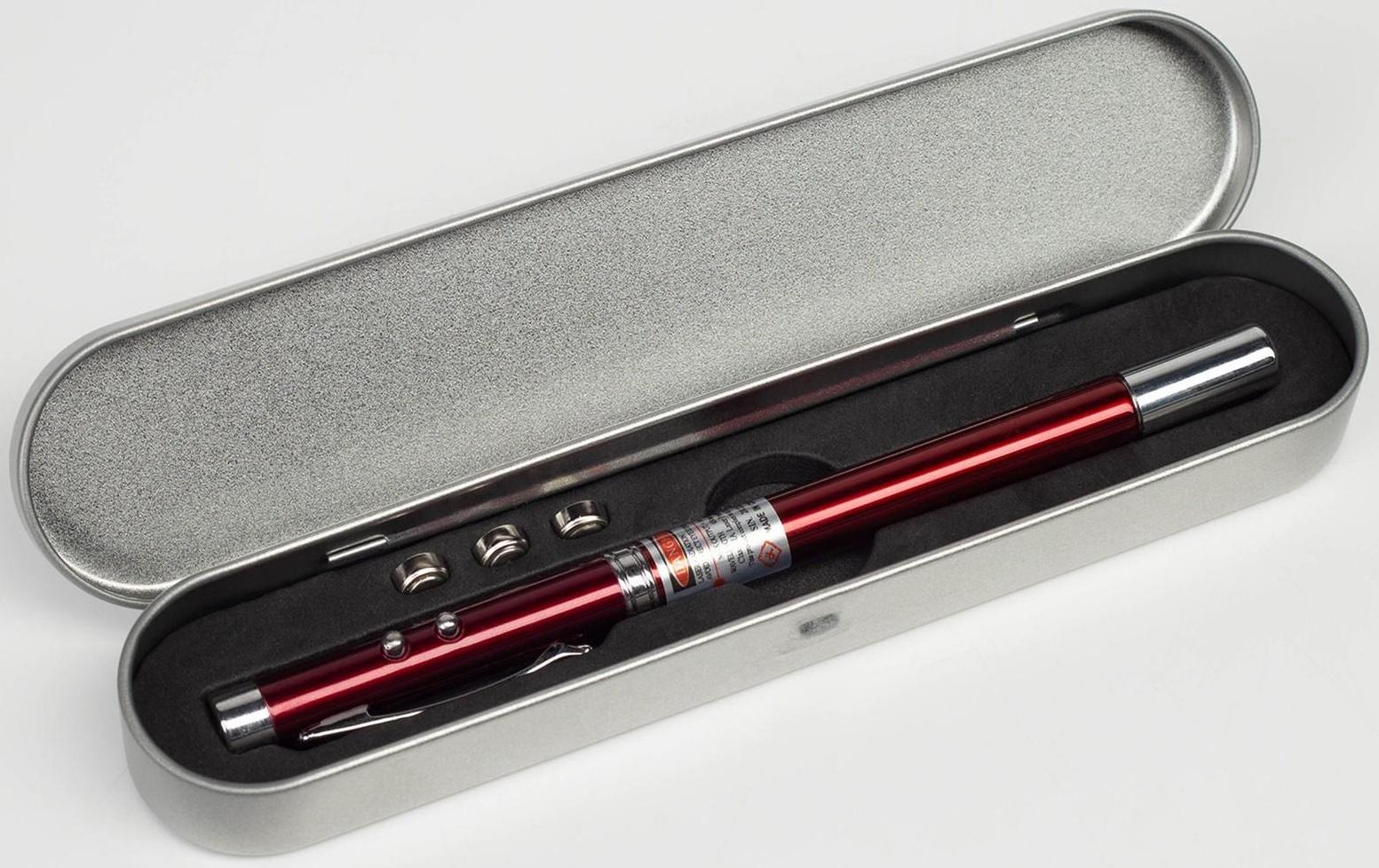 Лазерная указка, выдвижная, 3 в 1:  670 нм, 3 LR44, красный луч, 15 х 1 см