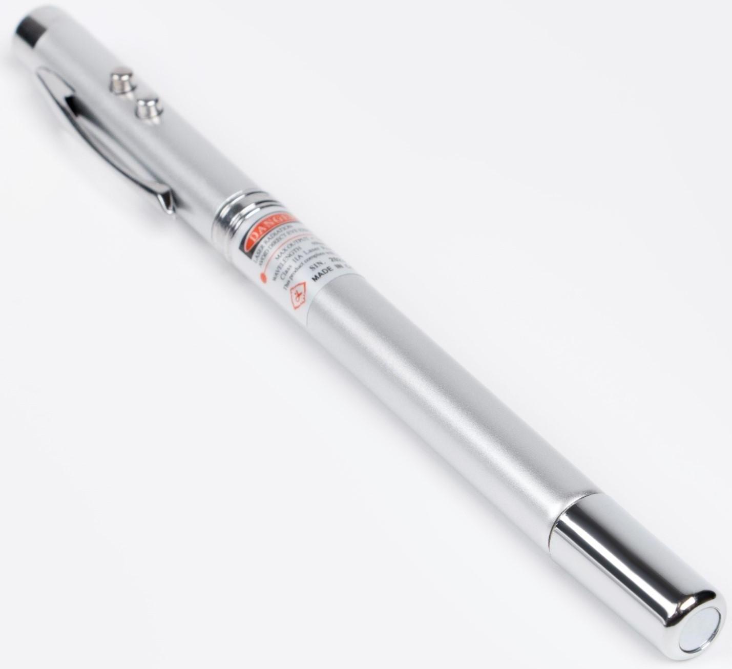 Лазерная указка, выдвижная, 3 в 1:  670 нм, 3 LR44, красный луч, 15 х 1 см