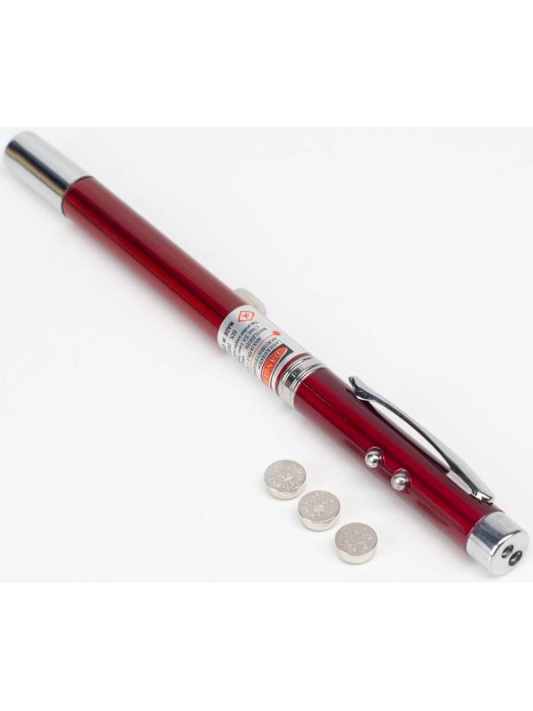 Лазерная указка, выдвижная, 3 в 1:  670 нм, 3 LR44, красный луч, 15 х 1 см