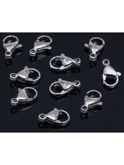 Замок-карабин (набор 10шт), 12*10мм, нержавеющая сталь