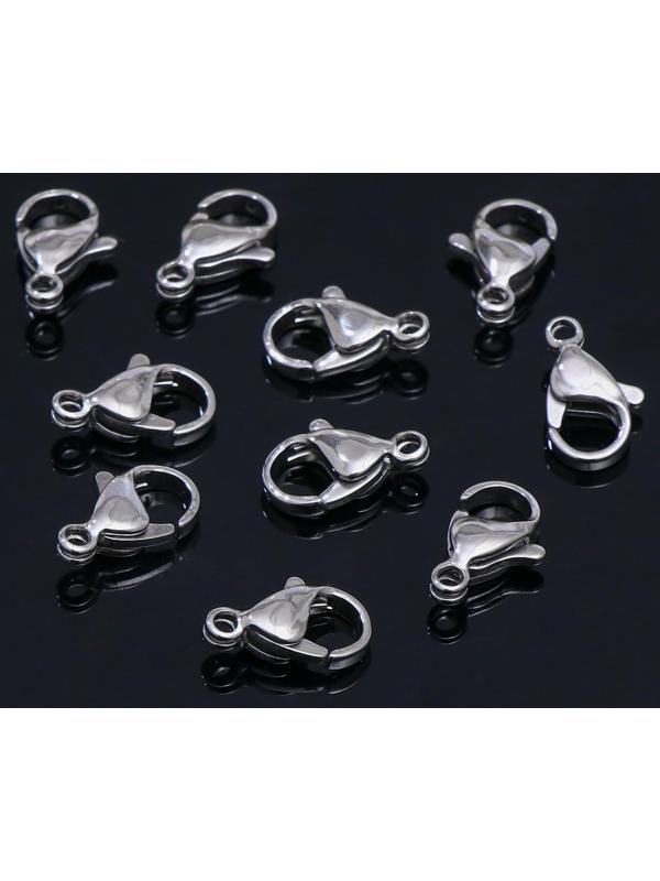 Замок-карабин (набор 10шт), 12*10мм, нержавеющая сталь
