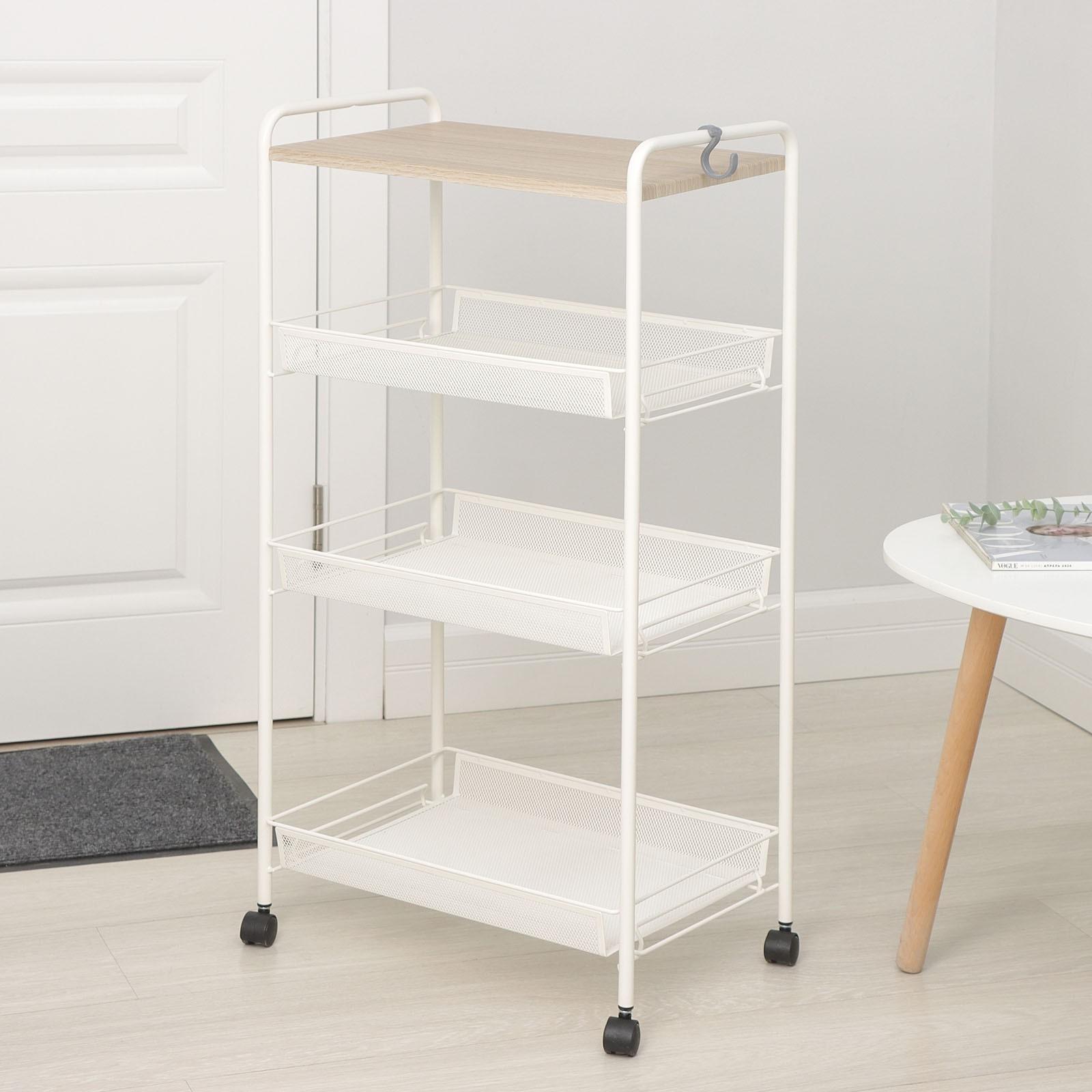 Этажерка со столиком под дерево «Ладья 34 КС», цвет белый