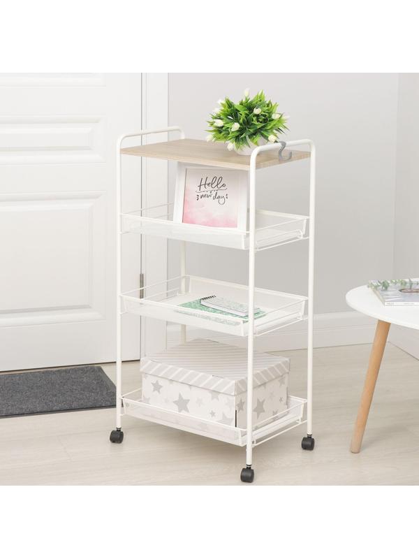 Этажерка со столиком под дерево «Ладья 34 КС», цвет белый