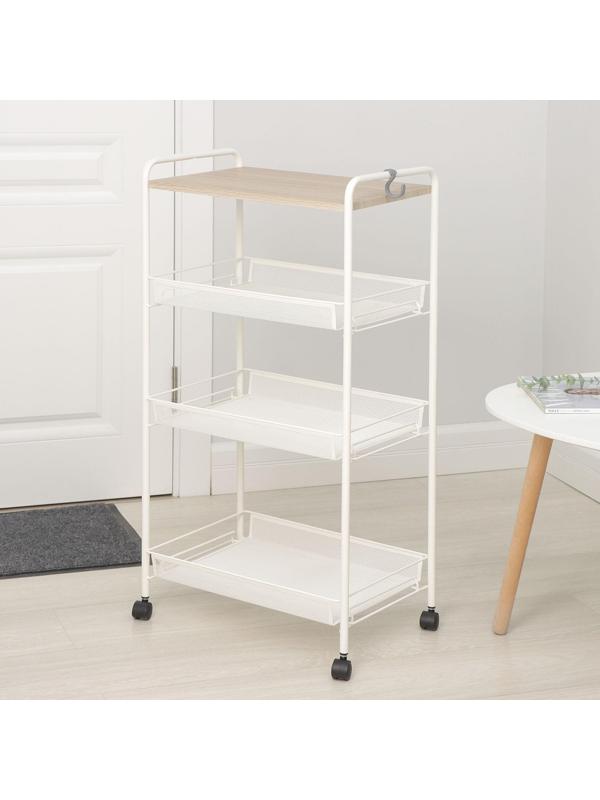 Этажерка со столиком под дерево «Ладья 34 КС», цвет белый