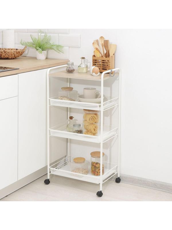 Этажерка со столиком под дерево «Ладья 34 КС», цвет белый