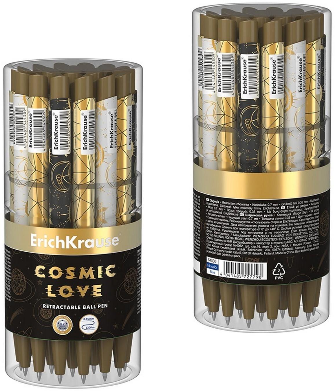 Ручка шариковая автоматическая ErichKrause Magic Sky Matic&Grip, узел 0.7 мм, тонкое письмо, корпус Soft Touch, корпус с дизайном, чернила синие