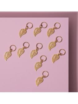 Декор для волос «Листья», 2,9 × 1 см, 10 шт, цвет золотистый