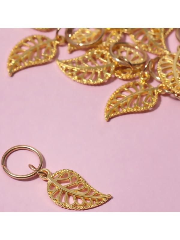 Декор для волос «Листья», 2,9 × 1 см, 10 шт, цвет золотистый