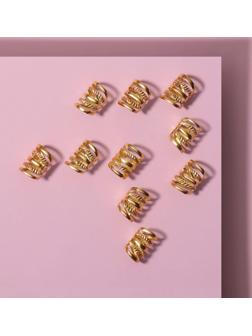 Декор для волос «Труба», 1,1 × 1,5 см, 10 шт, цвет золотистый