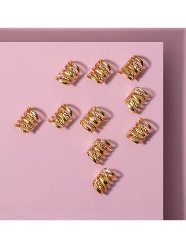 Декор для волос «Труба», 1,1 × 1,5 см, 10 шт, цвет золотистый