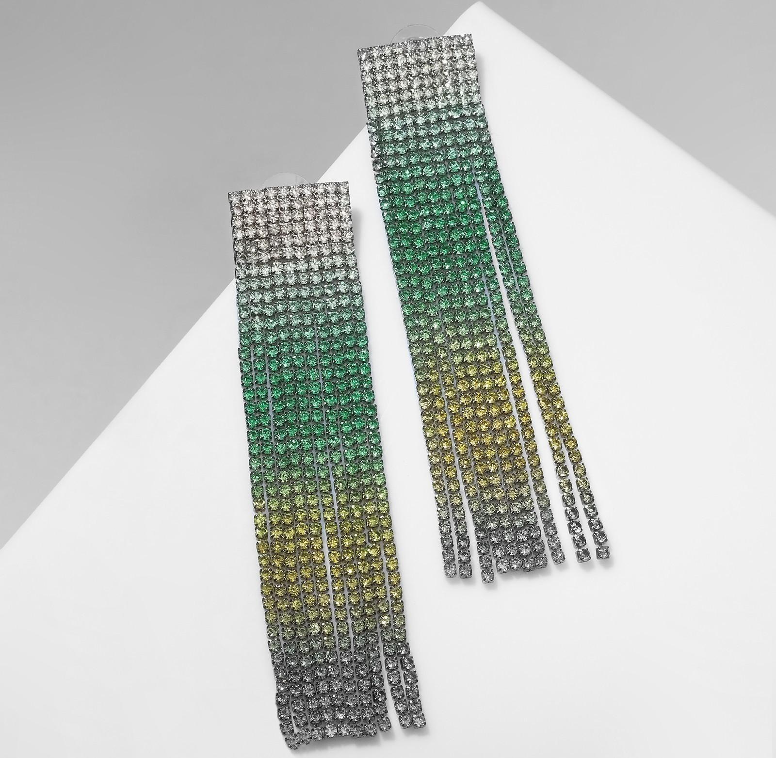 Серьги висячие со стразами 