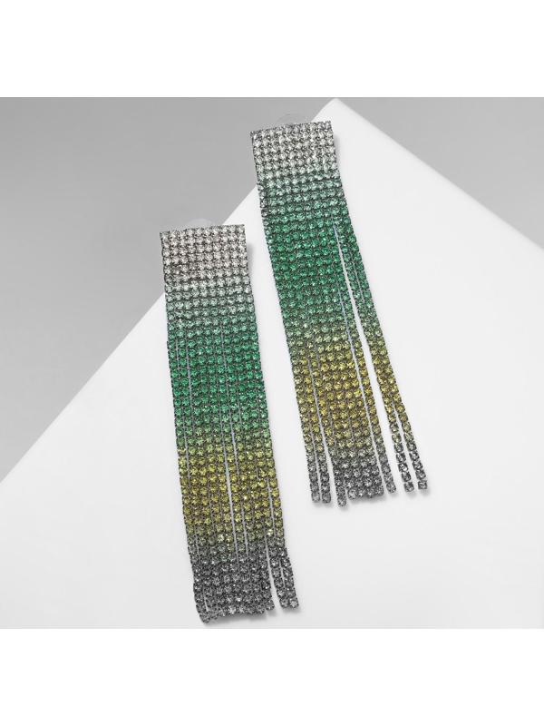 Серьги висячие со стразами 